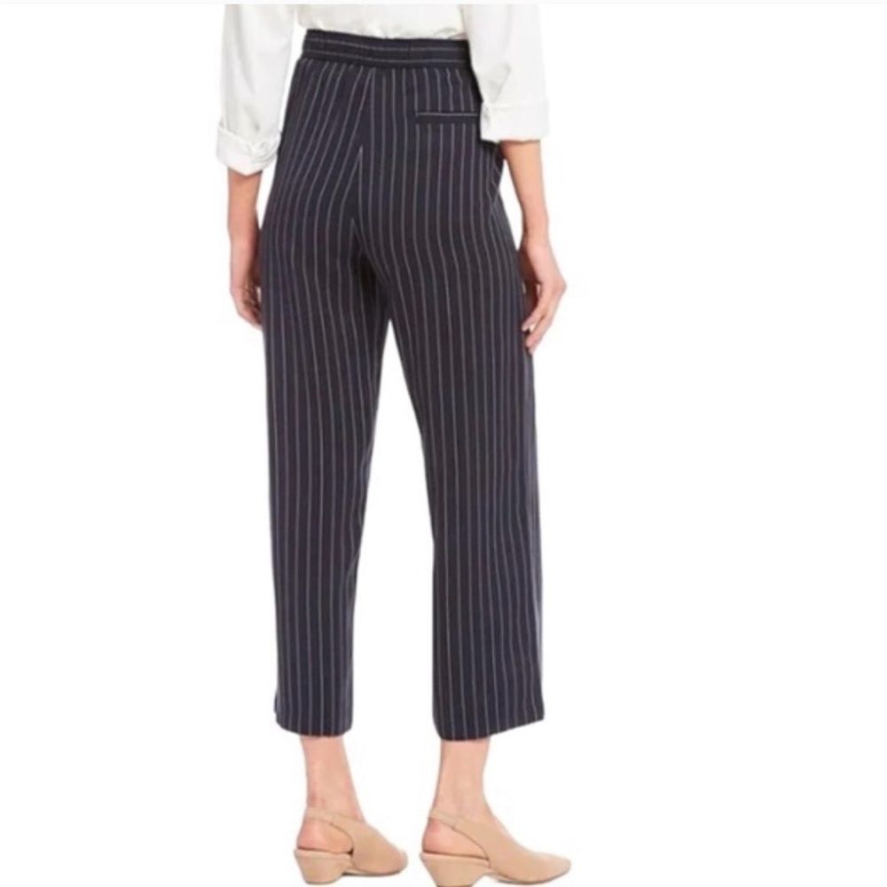 Eileen Fisher Tencel Wide Leg Pant in Indigo Pin Stripe - Medium - Picture 2 of 6